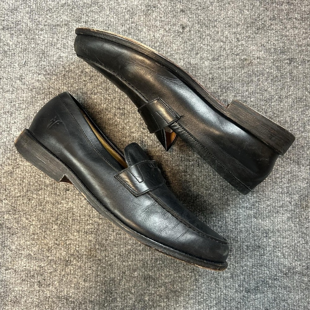 Frye Loafer Shoes Mens Size 11.5 M Black Leather Dress Square Toe 16144
